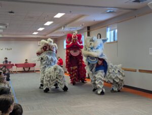 Lions dancing in the Library